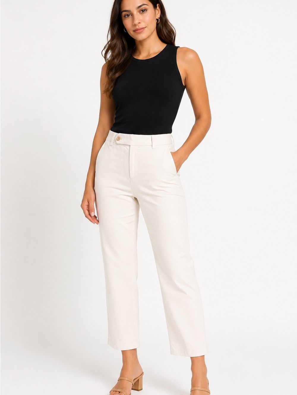 Lauren Ralph Lauren Cream Straight Leg High-Rise Pants